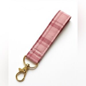 Chic Pink Plaid Keychain Wristlet
